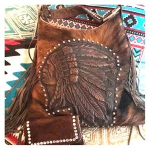 Raviani Indian Headdress Cowhide Tote